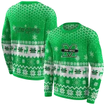 marshall thundering herd reindeer motif green hoodie best selling
