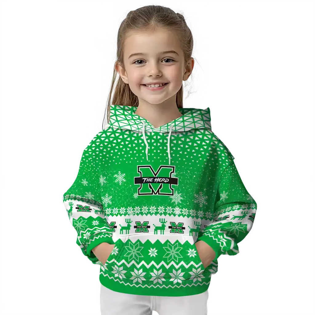marshall thundering herd reindeer motif green hoodie top rated marshall thundering herd reindeer motif green hoodie top rated