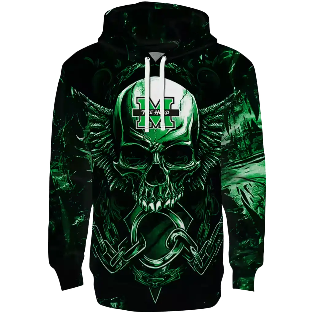 marshall thundering herd skull artwork green black hoodie best selling marshall thundering herd skull artwork green black hoodie best selling