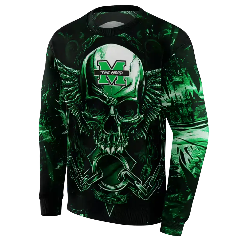 marshall thundering herd skull artwork green black hoodie new arrival marshall thundering herd skull artwork green black hoodie new arrival
