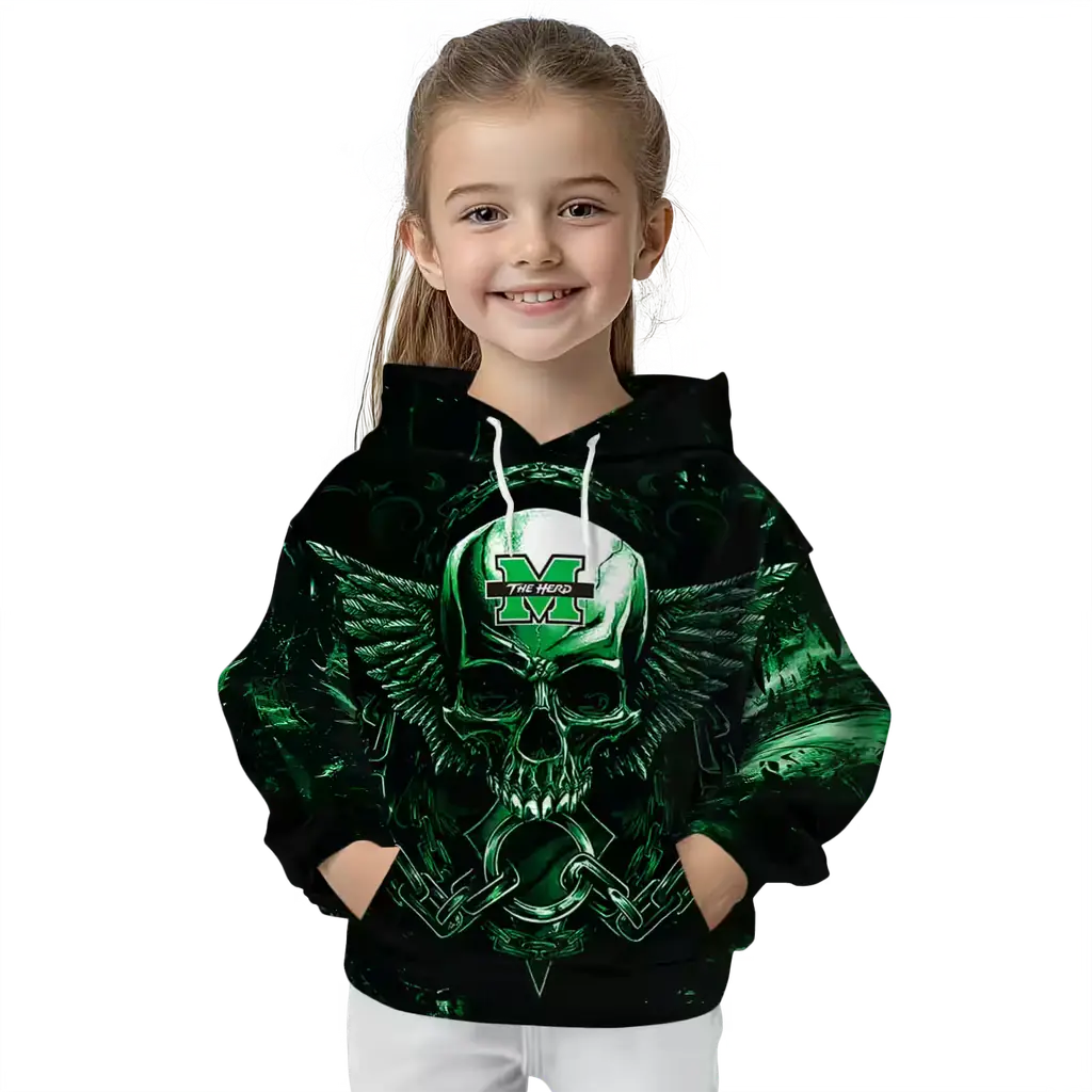marshall thundering herd skull artwork green black hoodie top rated marshall thundering herd skull artwork green black hoodie top rated