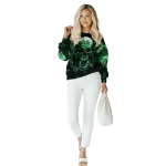 marshall thundering herd skull artwork green black hoodie best selling