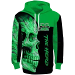 marshall thundering herd skull motif green black hoodie best selling