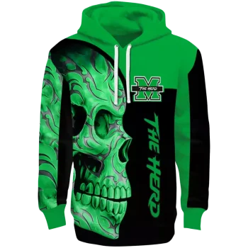 marshall thundering herd skull motif green black hoodie best selling