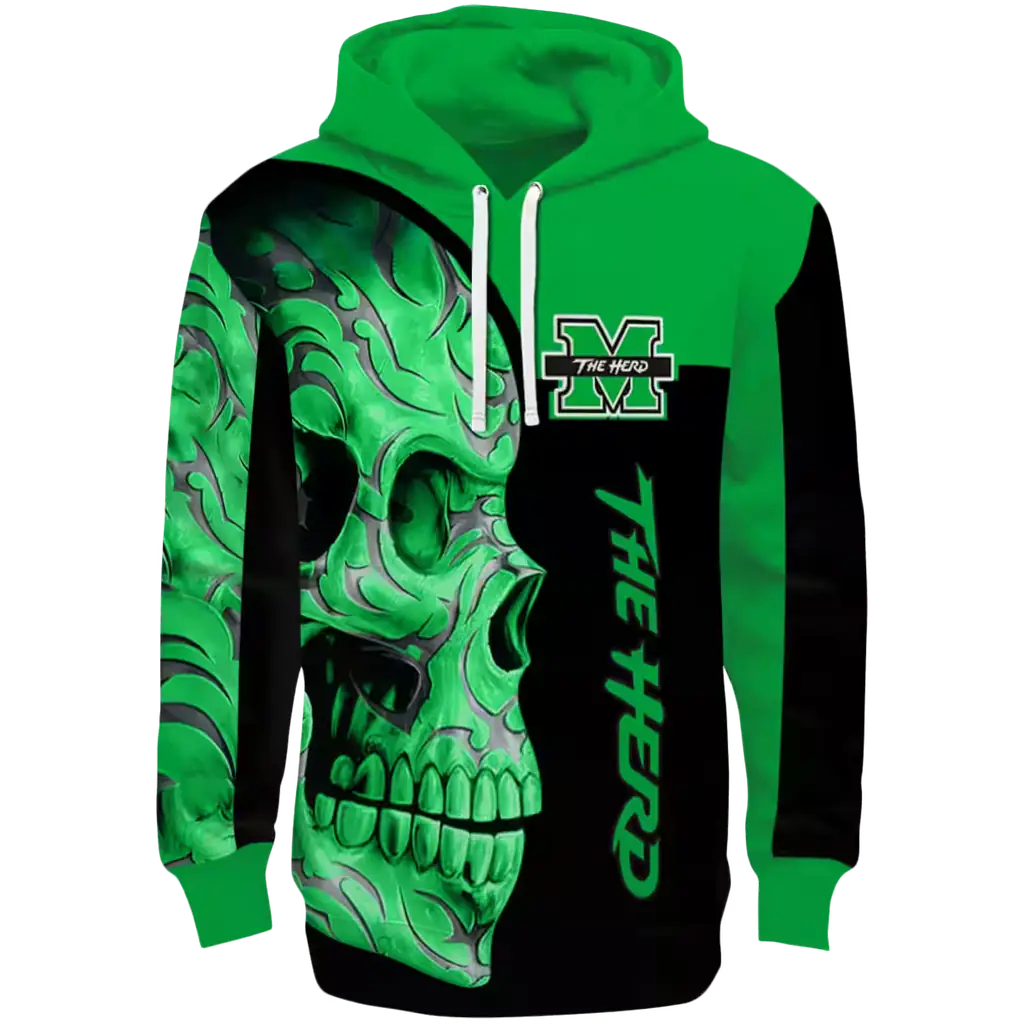 marshall thundering herd skull motif green black hoodie best selling marshall thundering herd skull motif green black hoodie best selling