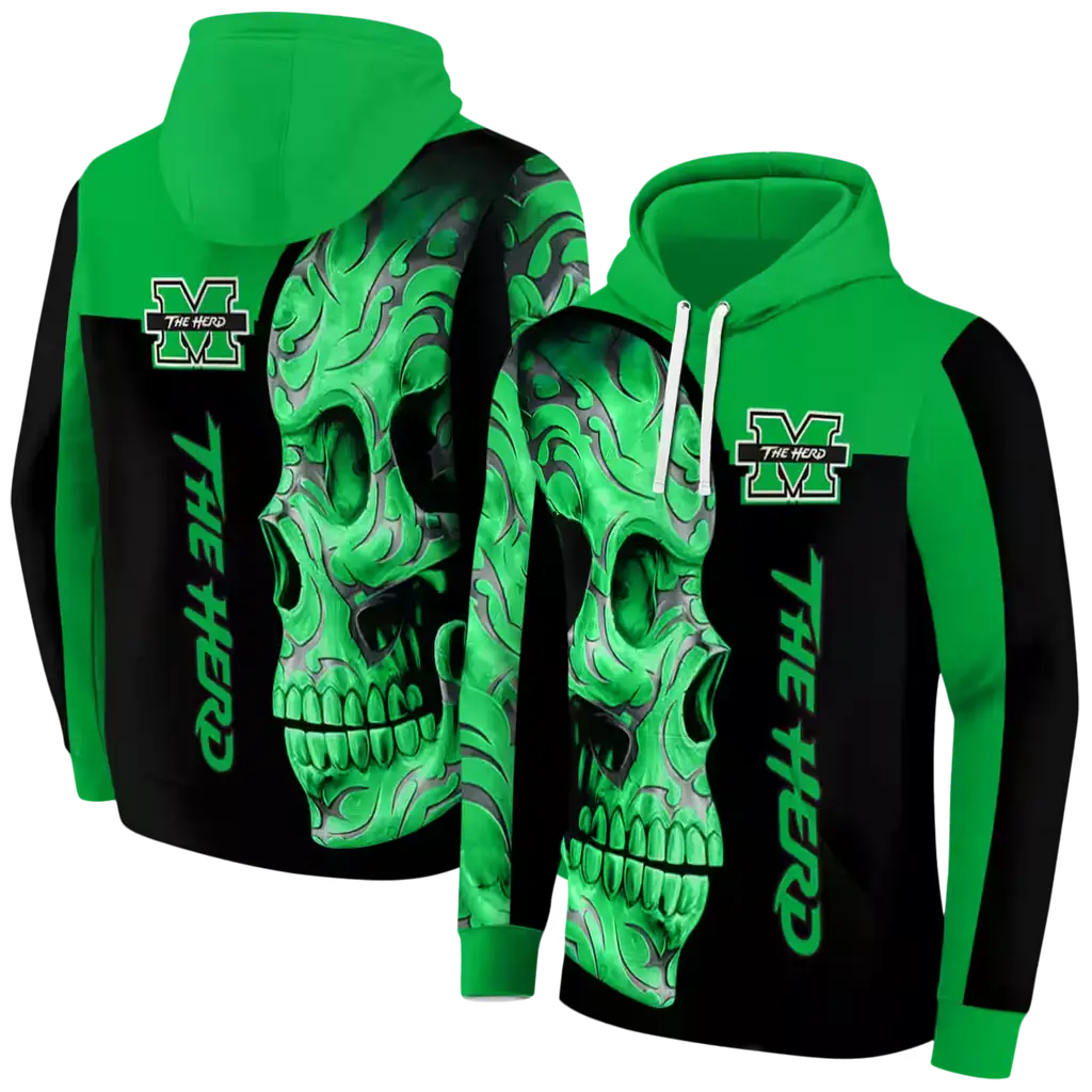 marshall thundering herd skull motif green black hoodie fashion forward marshall thundering herd skull motif green black hoodie fashion forward