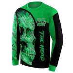 marshall thundering herd skull motif green black hoodie best selling