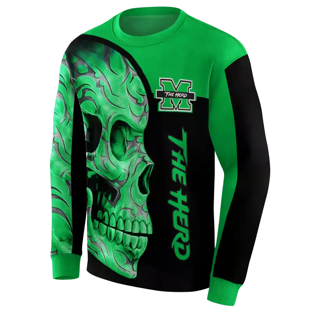marshall thundering herd skull motif green black hoodie new arrival marshall thundering herd skull motif green black hoodie new arrival