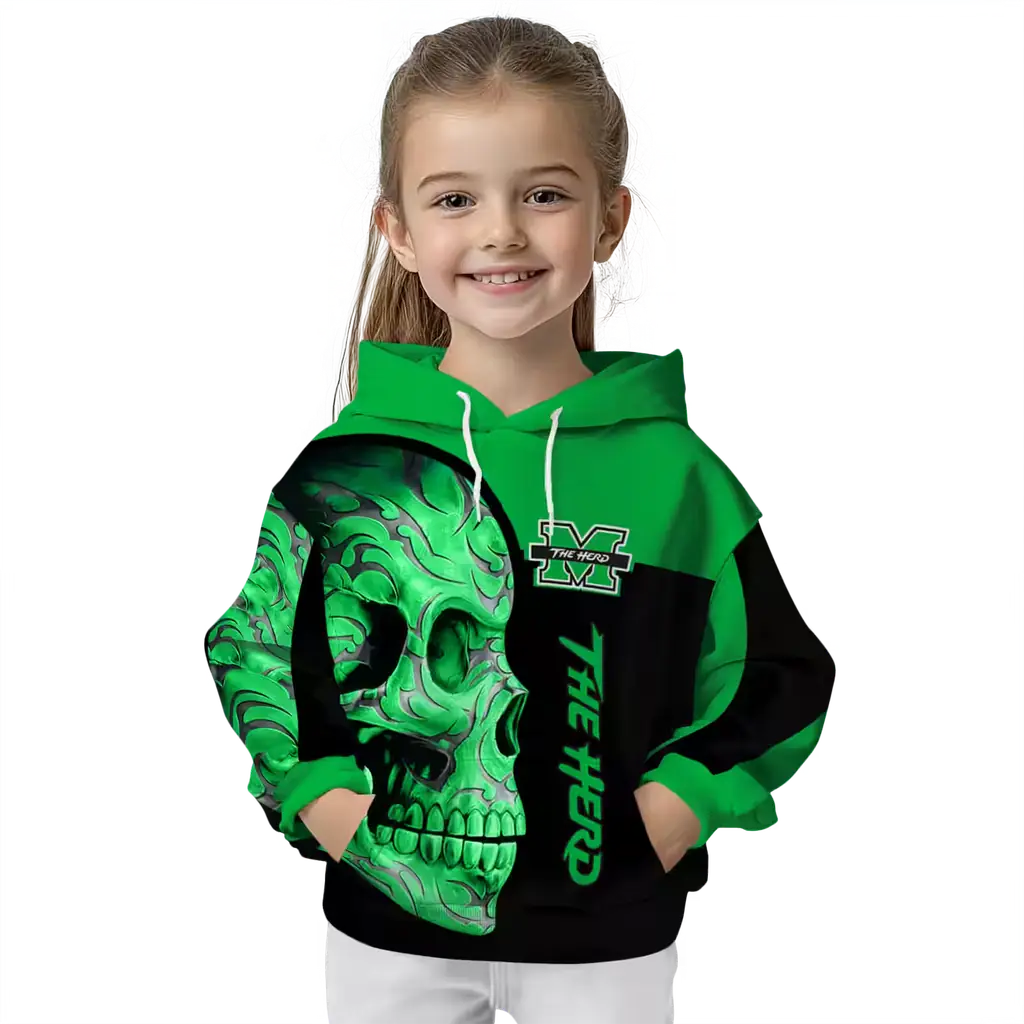 marshall thundering herd skull motif green black hoodie top rated marshall thundering herd skull motif green black hoodie top rated