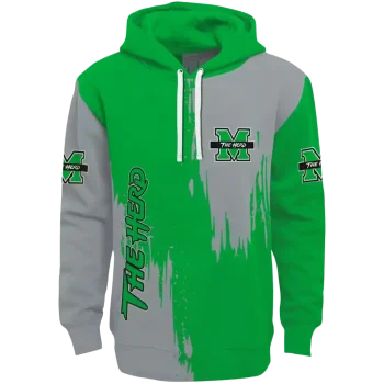 marshall thundering herd splatter effect green hoodie best selling