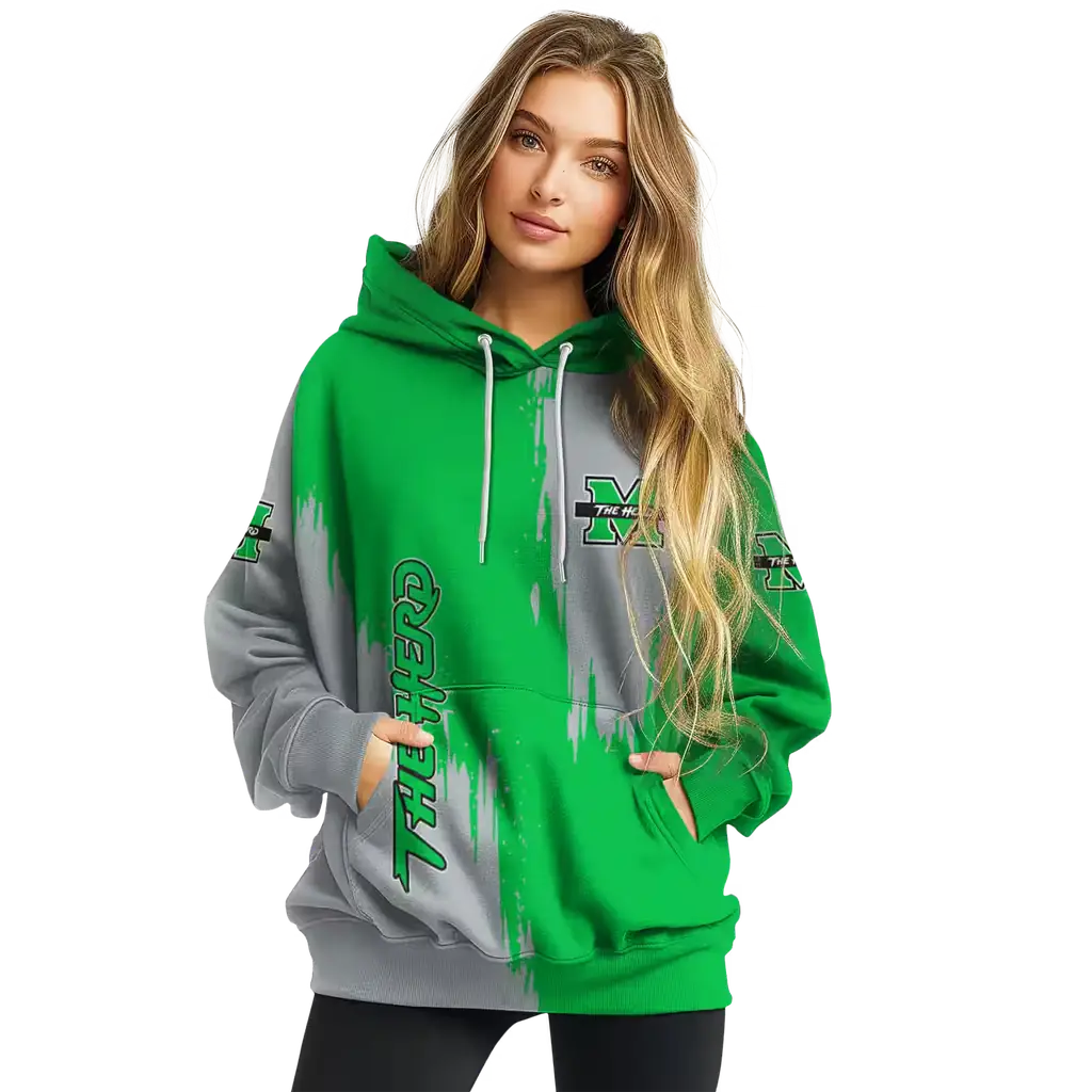 marshall thundering herd splatter effect green hoodie high quality marshall thundering herd splatter effect green hoodie high quality