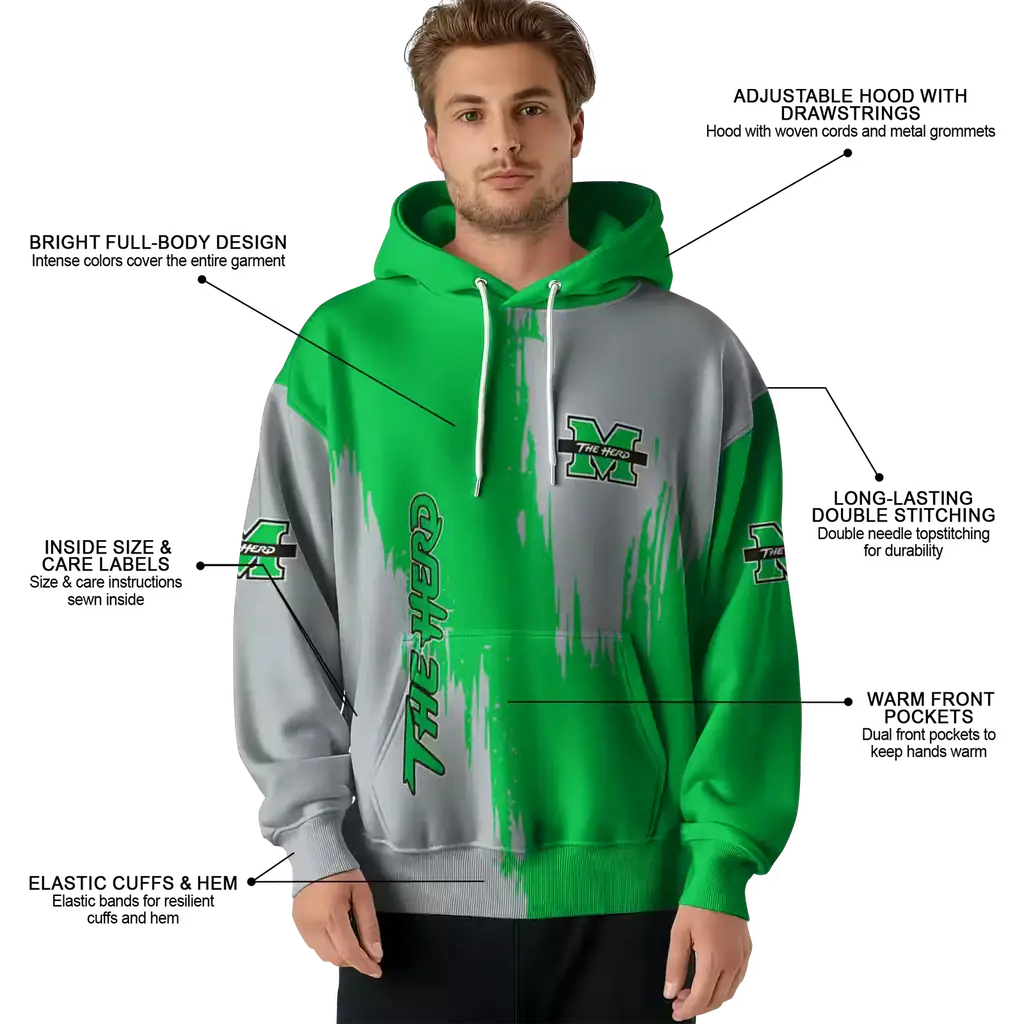 marshall thundering herd splatter effect green hoodie latest model marshall thundering herd splatter effect green hoodie latest model