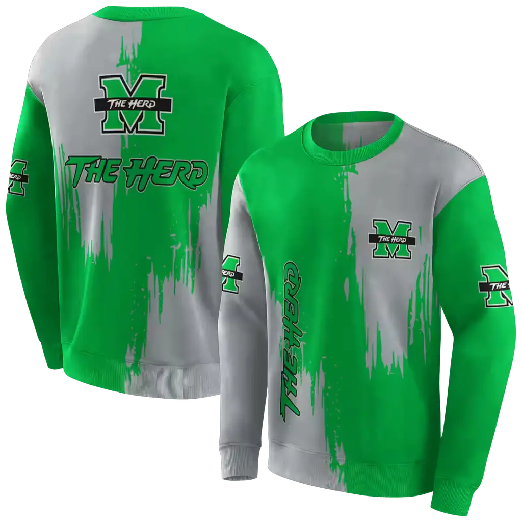 marshall thundering herd splatter effect green hoodie premium grade marshall thundering herd splatter effect green hoodie premium grade