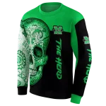 marshall thundering herd sugar skull green black hoodie best selling