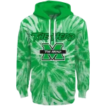 marshall thundering herd tie dye pattern green hoodie best selling