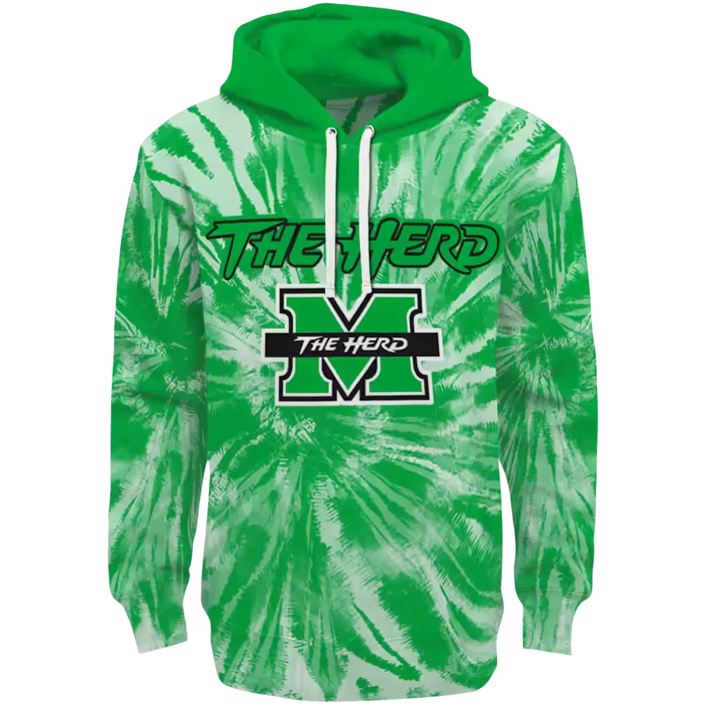 marshall thundering herd tie dye pattern green hoodie best selling marshall thundering herd tie dye pattern green hoodie best selling