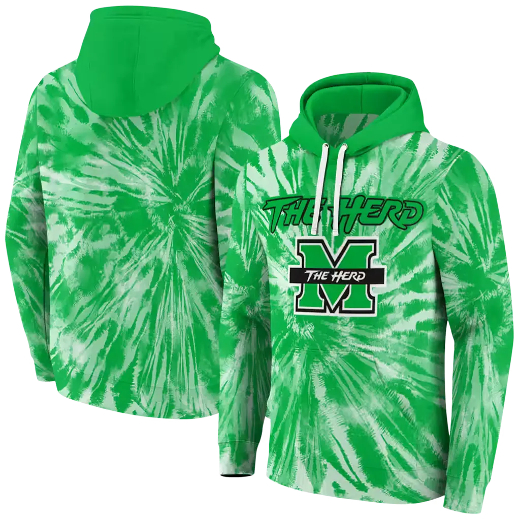 marshall thundering herd tie dye pattern green hoodie fashion forward marshall thundering herd tie dye pattern green hoodie fashion forward
