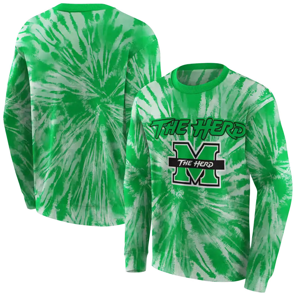 marshall thundering herd tie dye pattern green hoodie premium grade marshall thundering herd tie dye pattern green hoodie premium grade