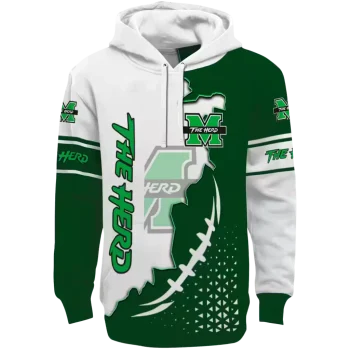 marshall thundering herd triangular pattern green white hoodie best selling