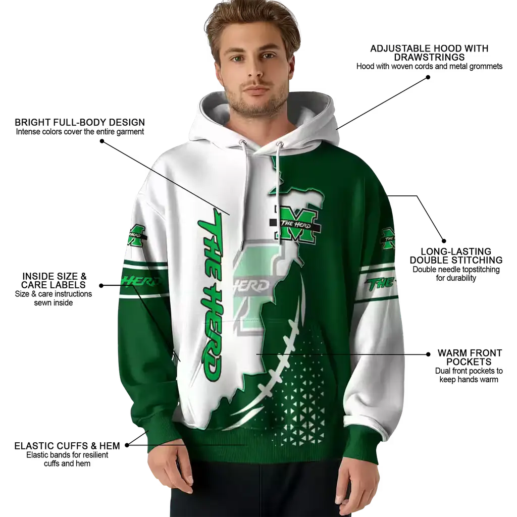 marshall thundering herd triangular pattern green white hoodie latest model marshall thundering herd triangular pattern green white hoodie latest model