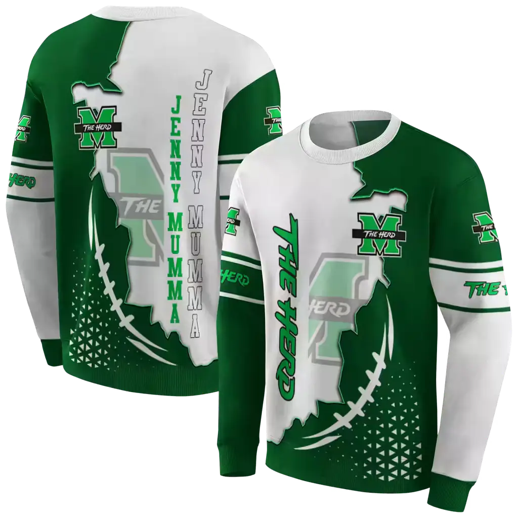 marshall thundering herd triangular pattern green white hoodie premium grade marshall thundering herd triangular pattern green white hoodie premium grade