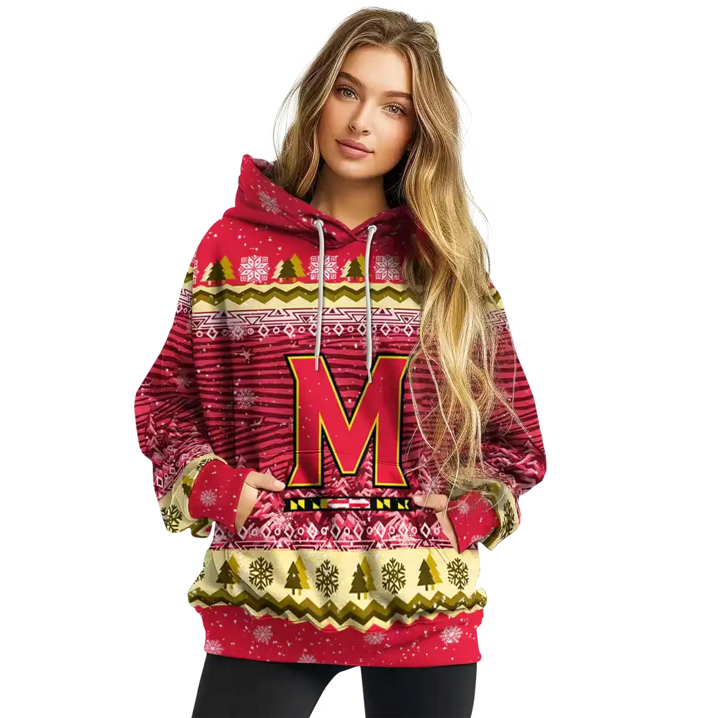 maryland terrapins christmas trees red hoodie high quality maryland terrapins christmas trees red hoodie high quality