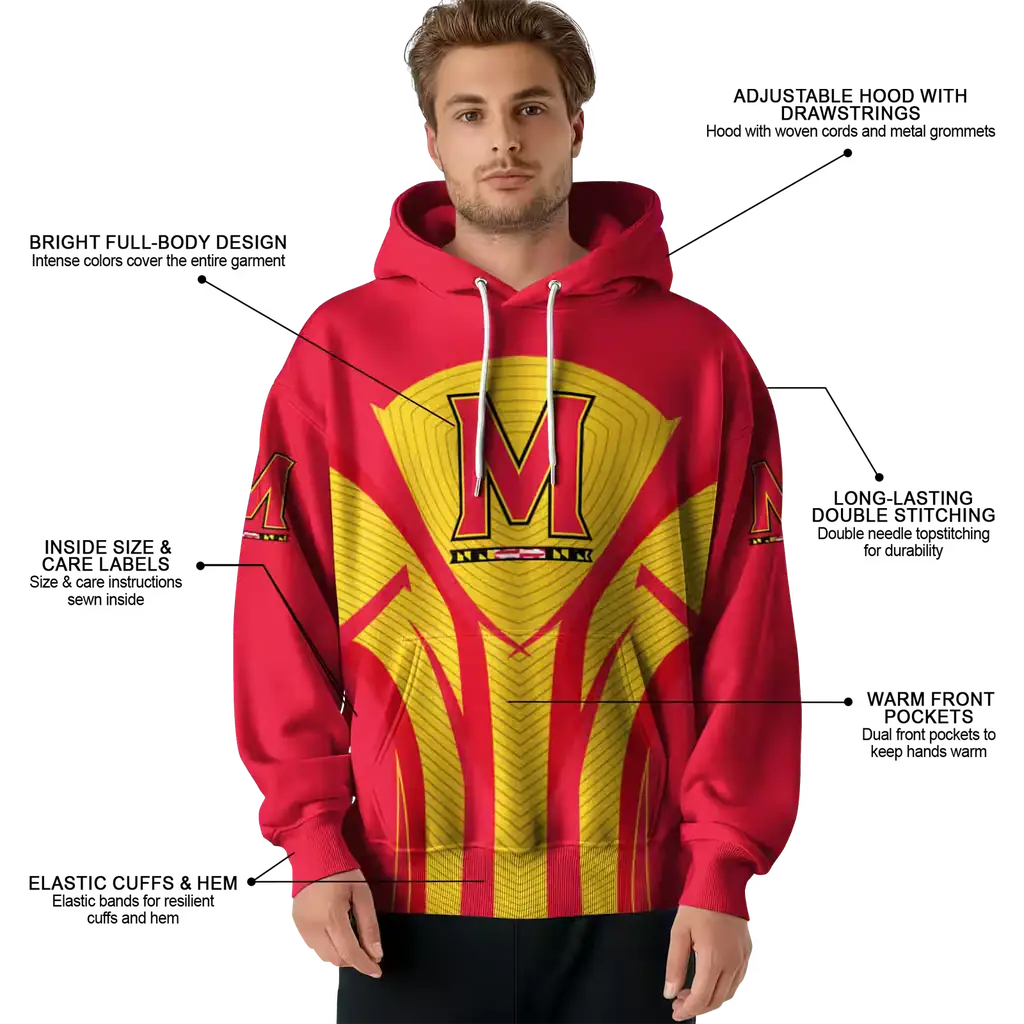 maryland terrapins concentric lines red black hoodie latest model maryland terrapins concentric lines red black hoodie latest model