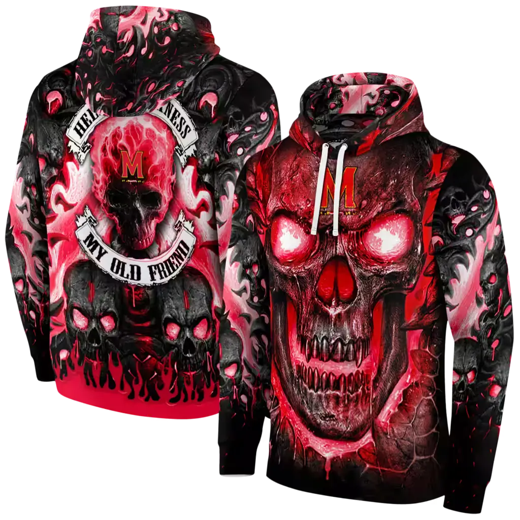 maryland terrapins demonic skull red black hoodie fashion forward maryland terrapins demonic skull red black hoodie fashion forward