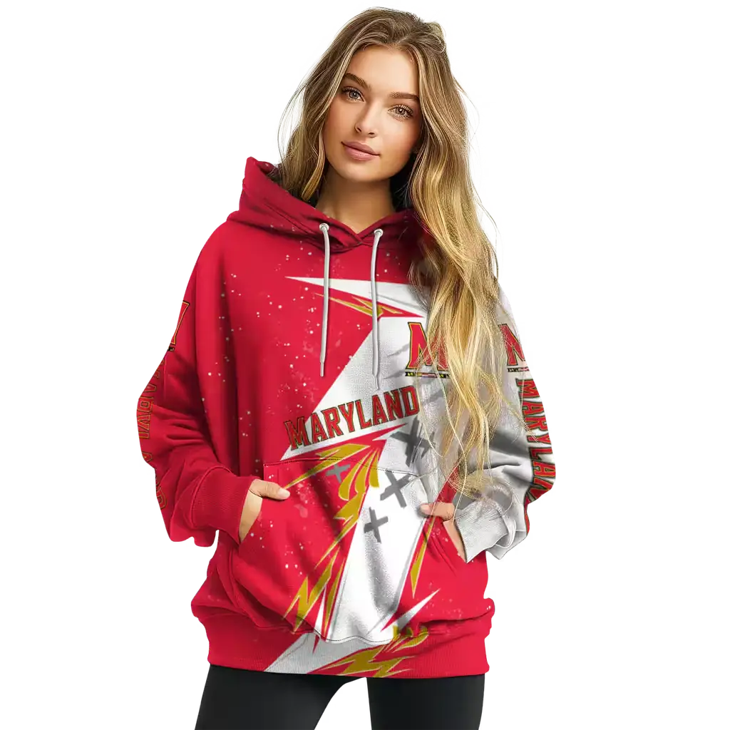 maryland terrapins dynamic slash red white hoodie high quality maryland terrapins dynamic slash red white hoodie high quality