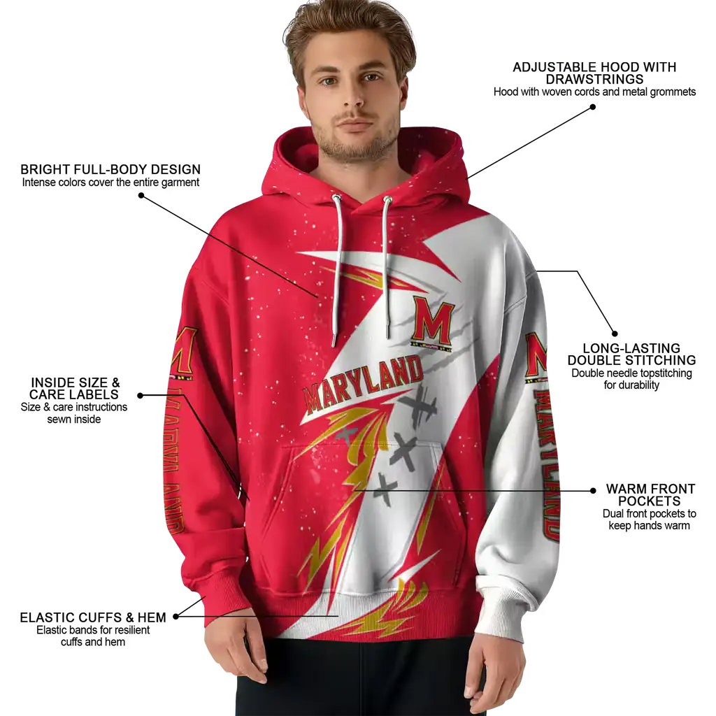 maryland terrapins dynamic slash red white hoodie latest model maryland terrapins dynamic slash red white hoodie latest model