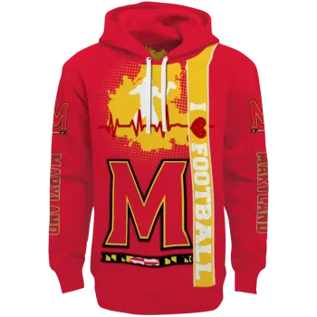 maryland terrapins football heartbeat red hoodie best selling