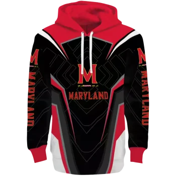 maryland terrapins futuristic pattern red black hoodie best selling