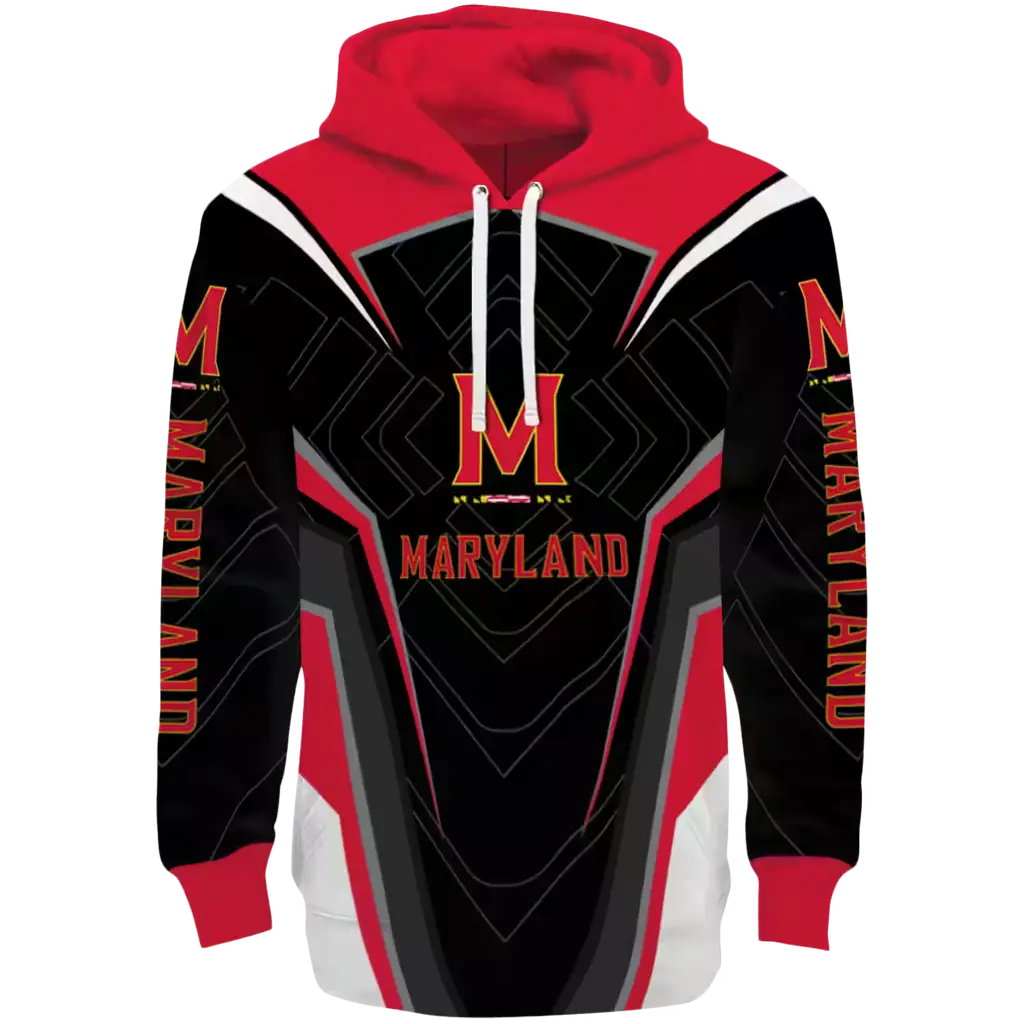 maryland terrapins futuristic pattern red black hoodie best selling maryland terrapins futuristic pattern red black hoodie best selling