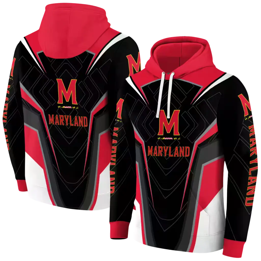 maryland terrapins futuristic pattern red black hoodie fashion forward maryland terrapins futuristic pattern red black hoodie fashion forward