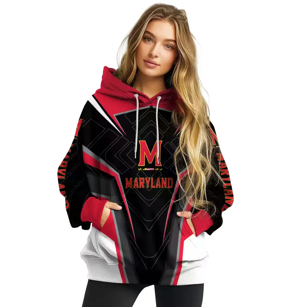 maryland terrapins futuristic pattern red black hoodie high quality maryland terrapins futuristic pattern red black hoodie high quality