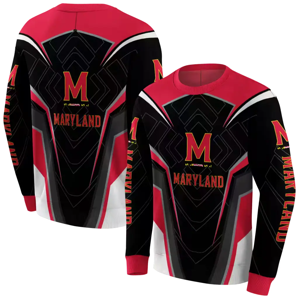 maryland terrapins futuristic pattern red black hoodie premium grade maryland terrapins futuristic pattern red black hoodie premium grade