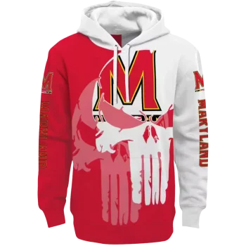 maryland terrapins graphic punisher red white hoodie best selling
