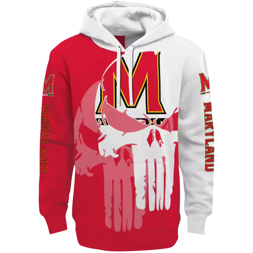 maryland terrapins graphic punisher red white hoodie best selling maryland terrapins graphic punisher red white hoodie best selling