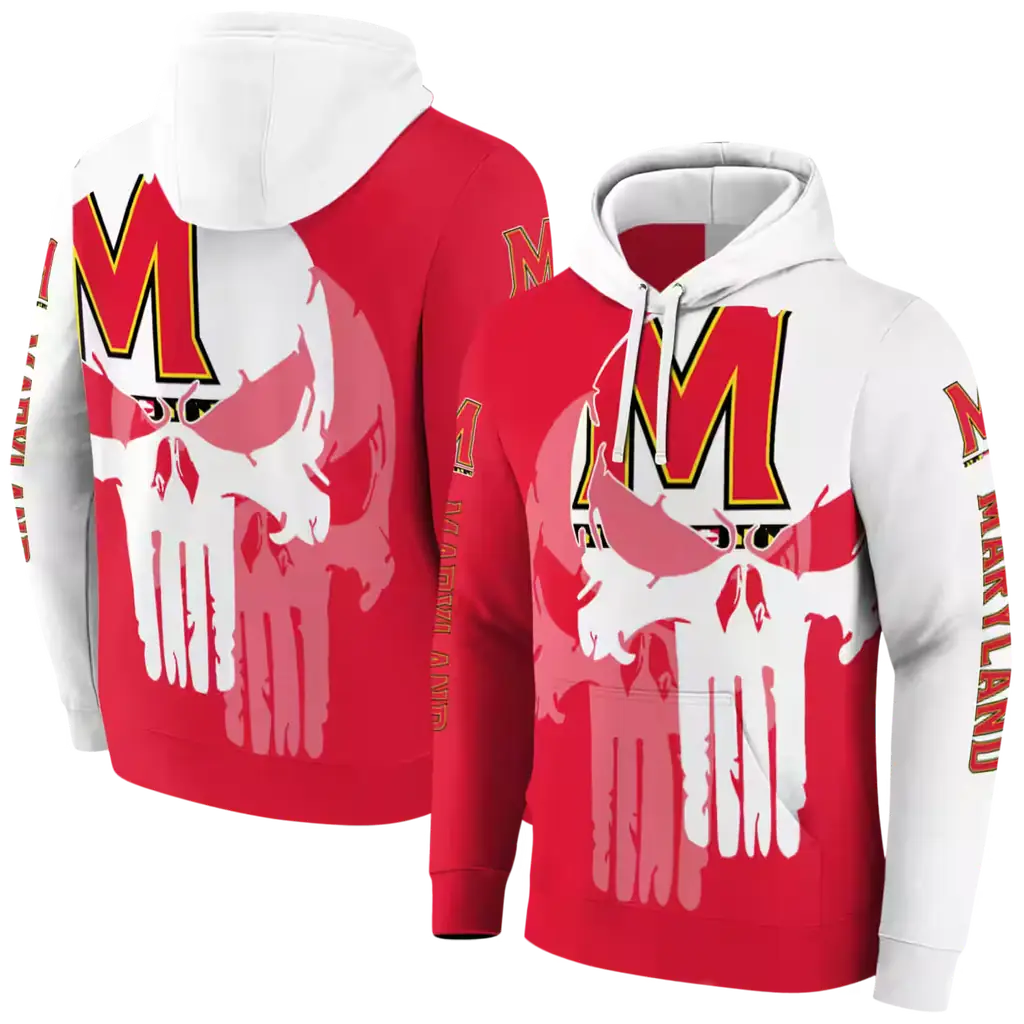 maryland terrapins graphic punisher red white hoodie fashion forward maryland terrapins graphic punisher red white hoodie fashion forward