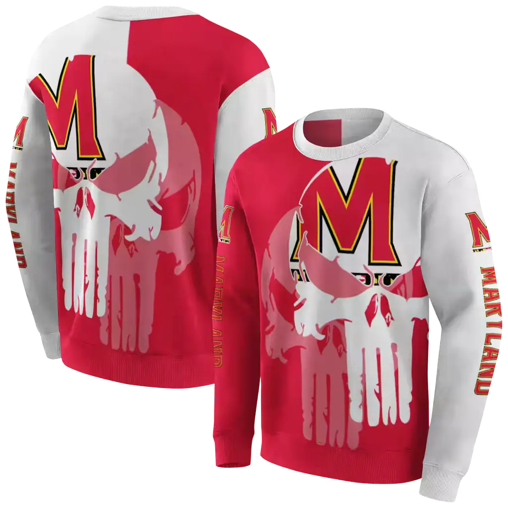 maryland terrapins graphic punisher red white hoodie premium grade maryland terrapins graphic punisher red white hoodie premium grade