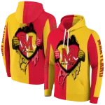 maryland terrapins heartbeat graphic red hoodie best selling