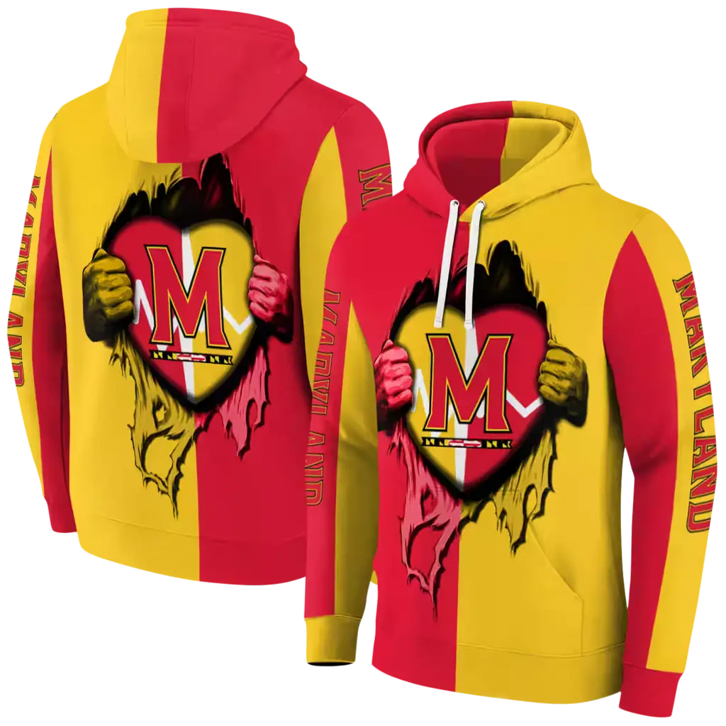 maryland terrapins heartbeat graphic red hoodie fashion forward maryland terrapins heartbeat graphic red hoodie fashion forward