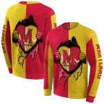 maryland terrapins heartbeat graphic red hoodie best selling