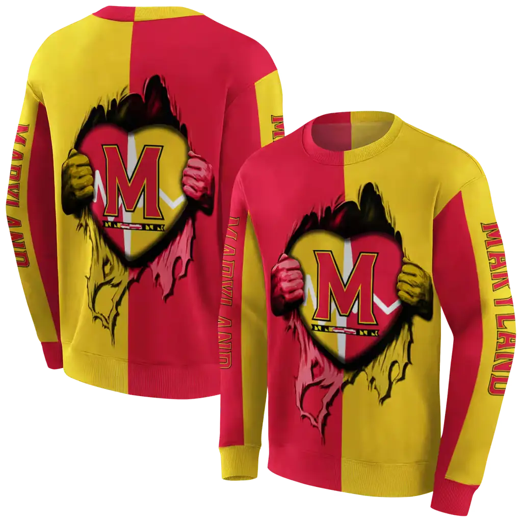 maryland terrapins heartbeat graphic red hoodie premium grade maryland terrapins heartbeat graphic red hoodie premium grade