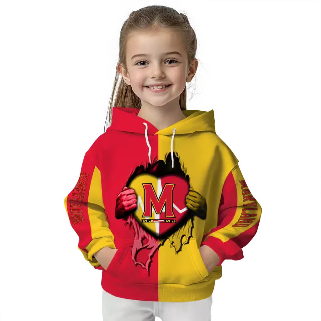 maryland terrapins heartbeat graphic red hoodie top rated maryland terrapins heartbeat graphic red hoodie top rated