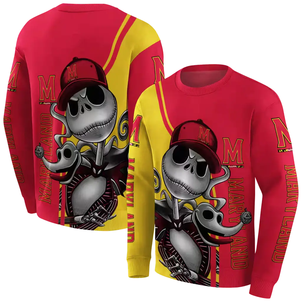 maryland terrapins jack skellington red hoodie premium grade maryland terrapins jack skellington red hoodie premium grade