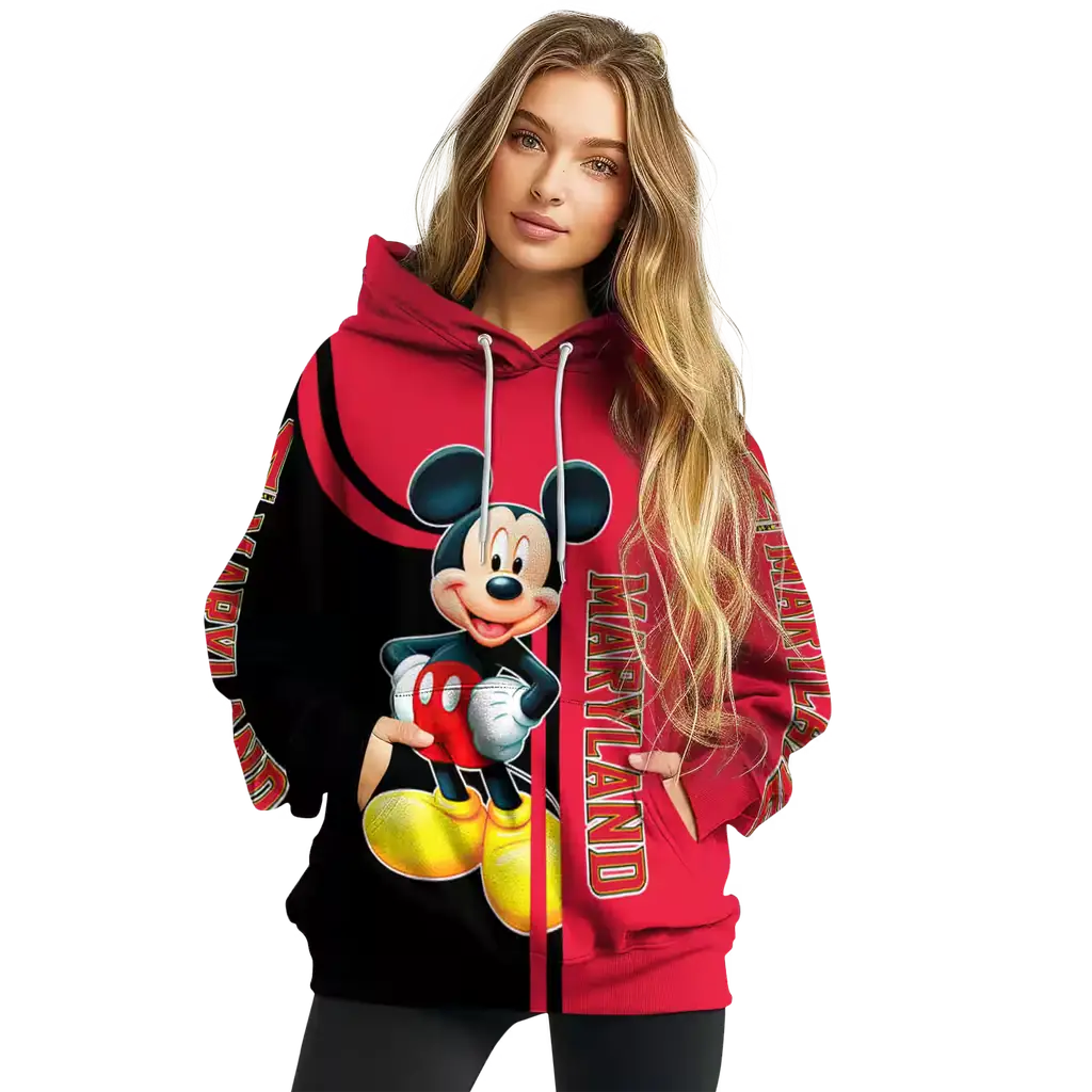 maryland terrapins mickey mouse red black hoodie high quality maryland terrapins mickey mouse red black hoodie high quality