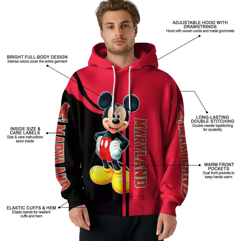 maryland terrapins mickey mouse red black hoodie latest model maryland terrapins mickey mouse red black hoodie latest model