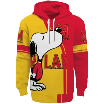 maryland terrapins playful snoopy red hoodie best selling