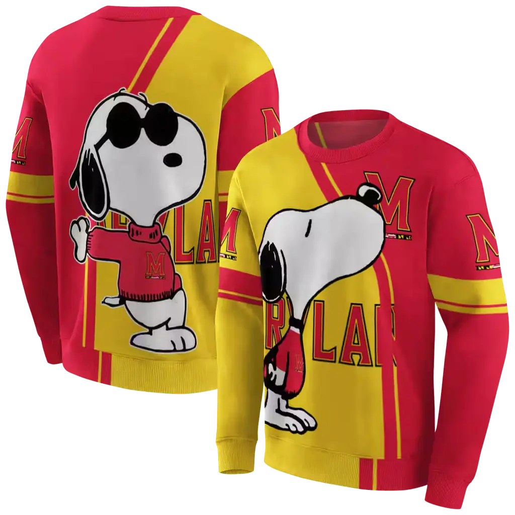 maryland terrapins playful snoopy red hoodie premium grade maryland terrapins playful snoopy red hoodie premium grade